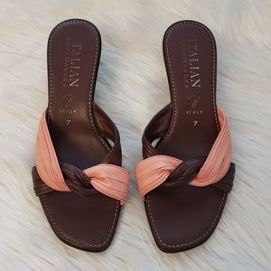 Italian Shoemakers sandals brown pink, size 7